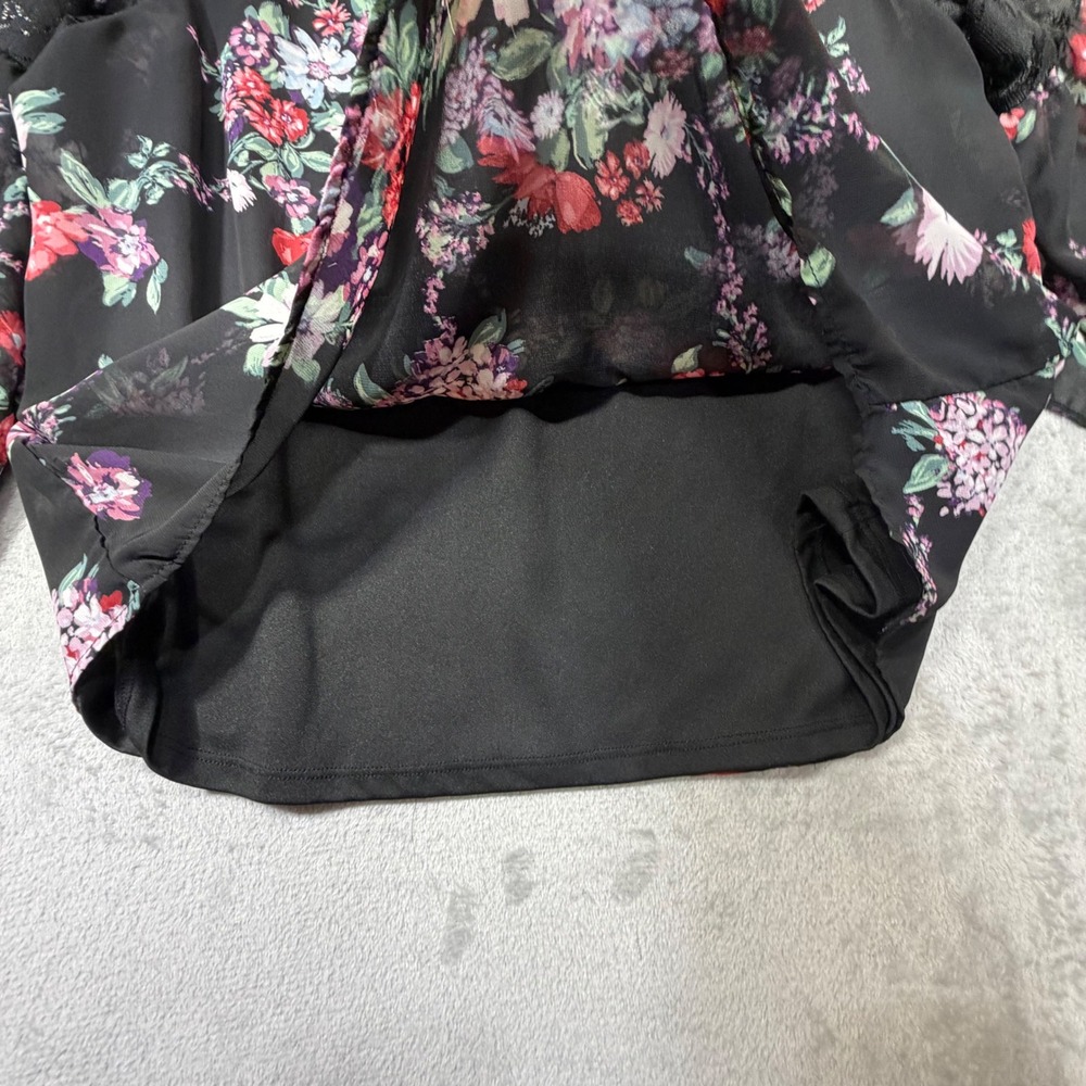 BonWorth‎ Floral Lace Bell Sleeve Blouse Black MP Whimsygoth Boho Dark Romantic - Picture 8 of 10